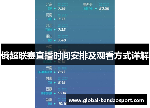 俄超联赛直播时间安排及观看方式详解